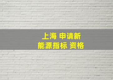 上海 申请新能源指标 资格